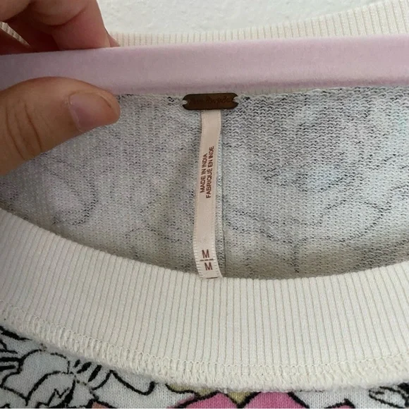 Free People Floral Off-the-Shoulder Sweater - Cream and Multicolor - Picture 8 of 11